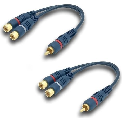 Bardusch-Câble RCA Répartiteur Audio Adaptateur Câble Y Cinch, 15CM Câble RCA vers JACK 1 Mâle à 2 Femelle RCA Câble pour Caisson Basses, Phono, AV, Audio, Subwoofer Voiture(RCA Y Câble, 2Pack, Bleu) (1/5)