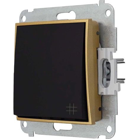 Interrupteur en croix sans cadre Karlik Mini couleur noir mat/or (1/4)