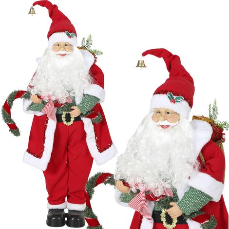 Père Noël animé - HOMCOM - musique mouvement activation sonore et tactile bras flexibles - polyester - 50x25x120cm - rouge (1/5)