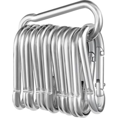 Lot de 12 mousquetons,Φ660 mm, Mousqueton Charge maximale de 180 kg, ne rouillent Pas, Crochets d'escalade galvanisés,Mousqueton pour Porte-clés, hamacs, Camping, pêche, auvents etc (1/5)