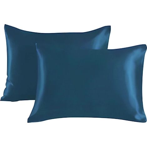 Filiyano – oreiller en satin – Taie d'oreiller en satin - 50 x 66 cm - Lot de 2 bleuet (1/4)