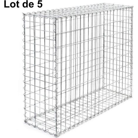 Lot de 5 Gabions En Métal Galvanisé, Robuste, Résistant, 100 x 100 x 30 cm (1/5)