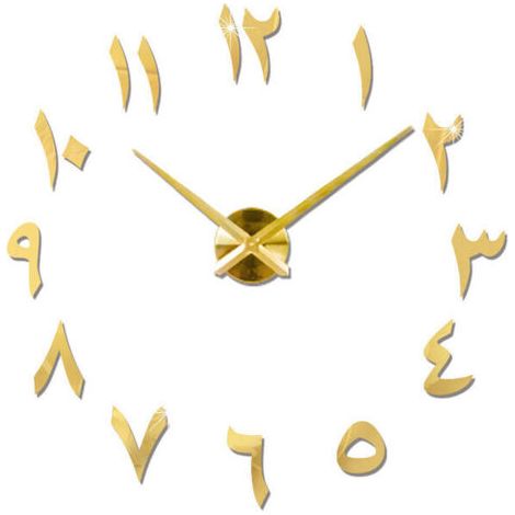 BUNTHAUS Horloge murale créative acrylique bricolage mural horloge mural horloge miroir sticker mural autocollant mural horloge horloge horloge or (1/4)