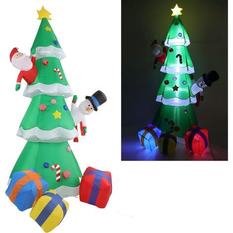 Albero di Natale gonfiabile da 2,5 m con luci LED, albero di Natale illuminato per decorazione del cortile, decorazione natalizia per interni ed esterni (1/5)