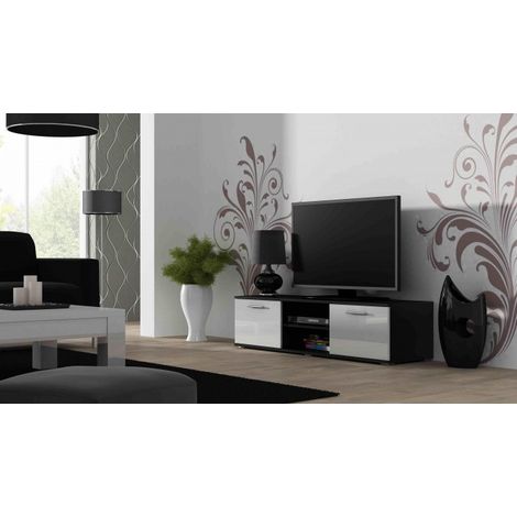 Cama FURNITURE TV-Schrank SOHO 140 - Schwarz/Weiß Hochglanz (1/3)
