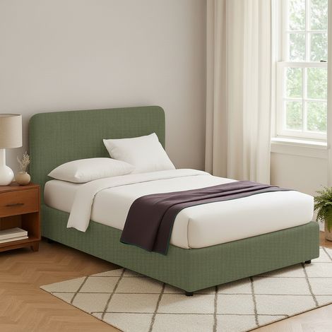 Letto Piazza e Mezza Poole, Sfoderabile, Contenitore Made in Italy, Verde (1/5)