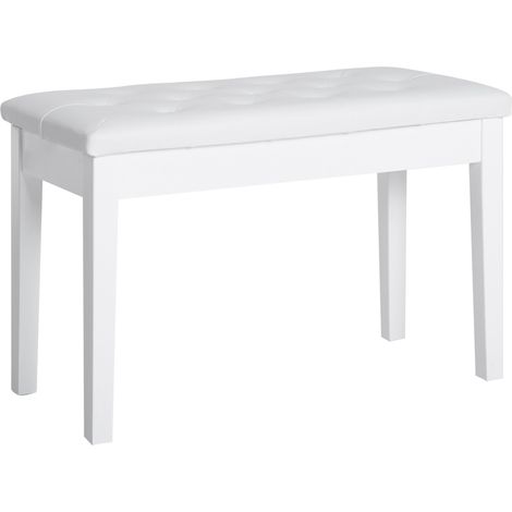 Tabouret de piano, banc de piano avec rangement intégré, chaise de piano avec coussin en similicuir, banc de piano, banc de clavier en bois massif pour piano, clavier, 76 x 36 x 50 cm, blanc