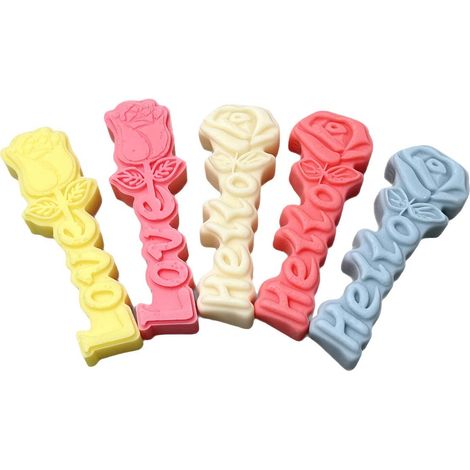 Moule En Silicone Rose - Branche De Rose Longue Avec Lettres - Pour Bougies Aromatiques, Coulée En Résine Époxy Et Plâtre - 2 Pièces (1/5)