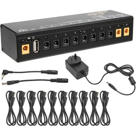 Alimentation pour pédales d'effets guitare électrique, protection court-circuit/surcharge, 100-240V, prise AU (1/5)