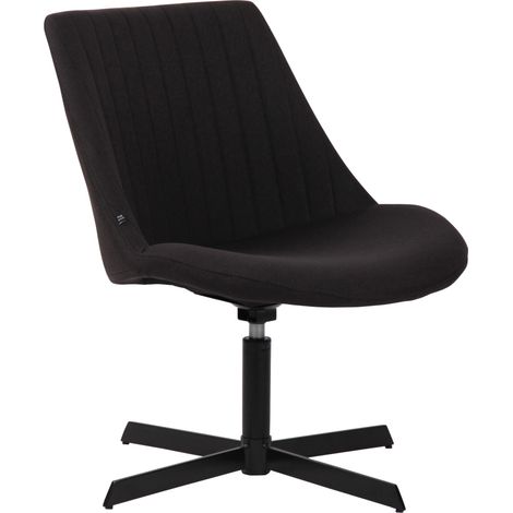 Sillón de diseño en tela negra con respaldo cosido verticalmente y base de estrella de metal 100008245