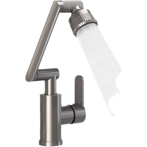 Robinet de lavabo universel à bras robotisé, double commande d'eau chaude et froide, adapté aux salles de bains, cuisines et à un usage domestique flexible, durable et avec un débit d'eau régulier. (1/5)