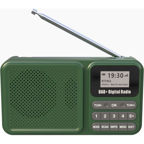 Radio DAB portable, radio DAB Plus FM avec Bluetooth 5.0 et 80 stations préréglées, radio de cuisine avec alimentation filaire ou batterie 2200 mAh, compatible avec l'énergie solaire et le chargement (1/5)