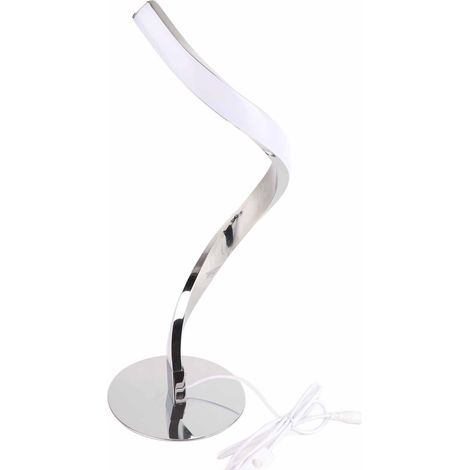 Lampe de table LED spirale en forme de S, liseuse veilleuse compacte pour chevet, prise UE 100-240V (Argent) (1/5)