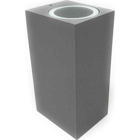 Applique a parete doppia emissione luminosa per esterno giardino ip65 lampada moderna UP & DOWN quadrata portalampada per faretti gu10 Grigio (1/3)