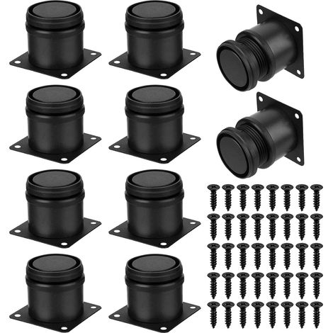 10 Pcs Pied de Meuble Reglable 0-15mm, Pied Meuble Reglable, 5-6,5 cm Pieds de Table de Nivellement pour Meubles, Pieds de Meubles Réglables Noir pour Chaises Lit Canapé Placard Armoires (1/5)