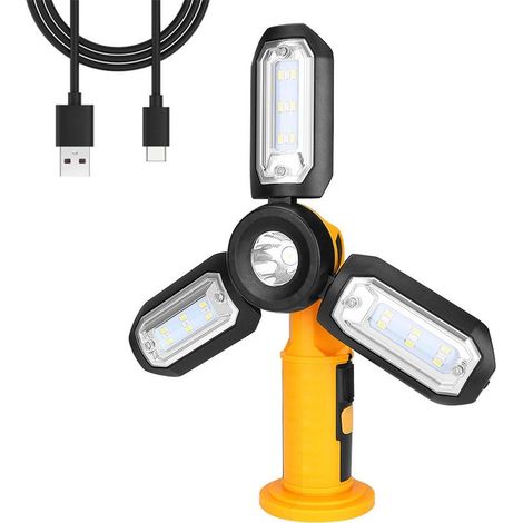 Lampe de camping pliable rechargeable 3 panneaux, torche portable 1200mAh pour réparation domestique et urgence extérieure (1/5)