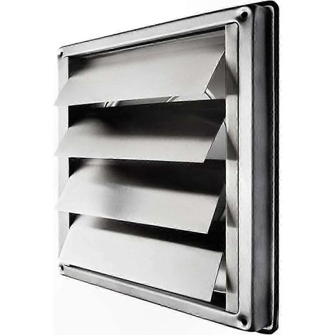 Grille de ventilation carrée en acier inoxydable de 150 mm avec lame réglable et couvercle à fermeture automatique, format bas (184 x 184 mm). (1/4)