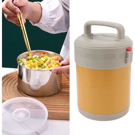 Große, dreigeteilte, tragbare und isolierte Lunchbox aus Edelstahl 304, ideal für Schüler. Farbe: Bienenwachsgelb. (1/5)
