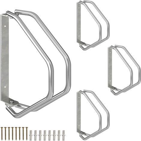 Set di 2 supporti da parete per bici pratico stoccaggio economico garage 32,5 x 9 x 29,5 cm in acciaio argento 130016100