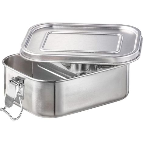 Boîte à lunch étanche en acier inoxydable avec compartiment amovible - 1000 ml, durable et écologique - Convient aux enfants et aux adultes (1/5)
