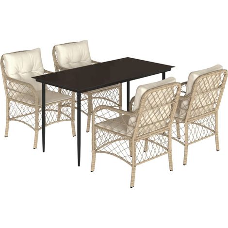 Maison Exclusive - Set comedor de jardín 5 pzas con cojines ratán (1/5)