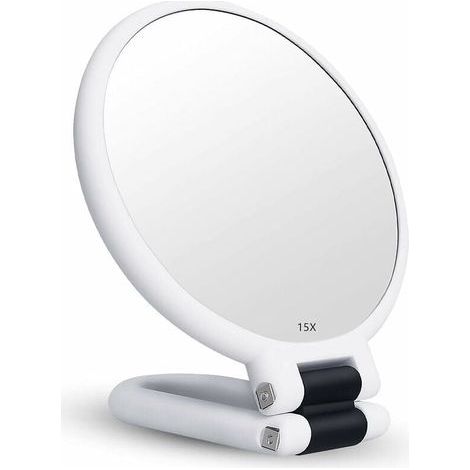 Miroir grossissant x15 miroir pliant double face pour divers détails de maquillage (blanc) (1/5)