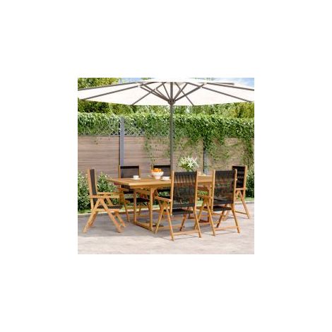Ensemble à manger de jardin 7pcs noir polypropylène bois massif (1/5)