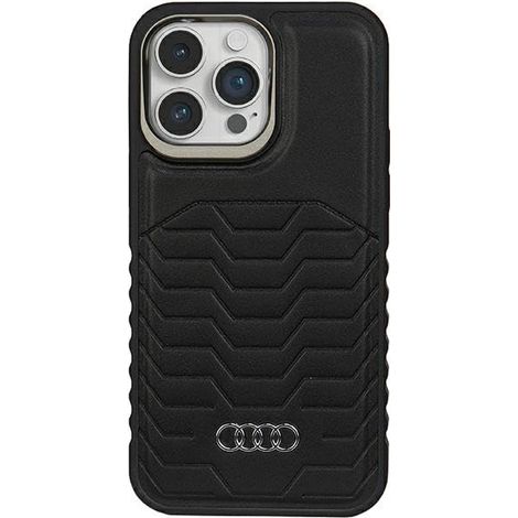 Étui rigide Audi MagSafe en similicuir noir pour iPhone 14 Pro 6.1 (AU-TPUPCMIP14P-GT/D3-BK)