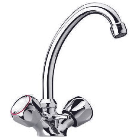 Mélangeur de lavabo à bec tube mobile Orchidéa avec tête à clapet et vidage ABS - PAINI S.P.A. RUBINETTERIE (1/3)