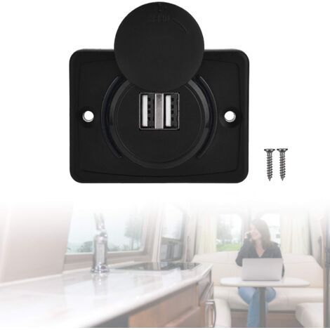 Prise USB encastrable 12 V pour voiture – Chargeur double 2 ports 3,1 A – Boîtier étanche – Indicateur LED numérique – Compatible 12-24 V (1/5)