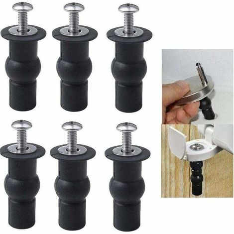 Lot de 6 Vis de Siège de Toilette - Manchon en Caoutchouc 40 mm - Vis Métallique 45 mm - Fixation pour Trou Borgne - Pour Installation WC (1/4)