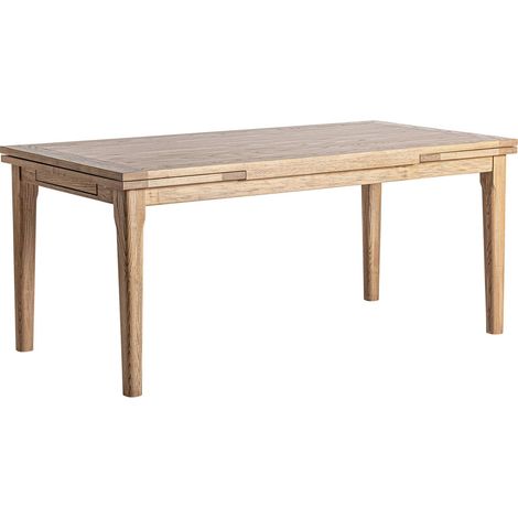 Table à rallonge en frêne finition laquée brun clair style classique - Brun clair bois naturel (1/5)