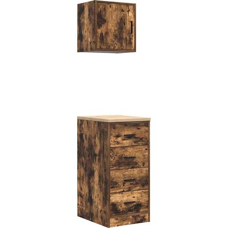 Maison Exclusive - Armoires de garage 2 pcs chêne fumé bois d'ingénierie