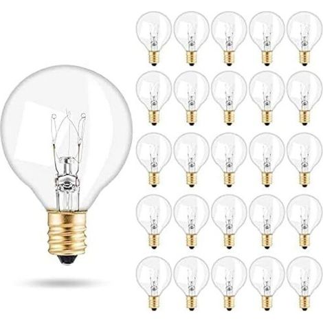 G40 Ersatzglühbirnen, 25 Stück E12 Glasglühbirnen G40 Globus-Glühbirnen 7W Globus-Glühbirne Außenbereich Wasserdicht IP44 Warmweiß für Hauspartys (1/5)