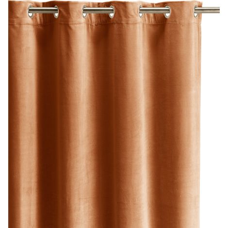 VIVARAISE - Rideau uni Vivaraise Elise en velours coton 100% - Rouille - 140 x 280 cm
