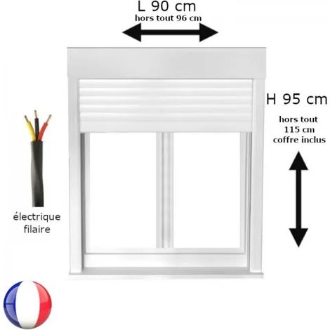 Fenêtre PVC avec volet roulant électrique H 95 x L 90 cm 2 vantaux pour pose en neuf (1/5)