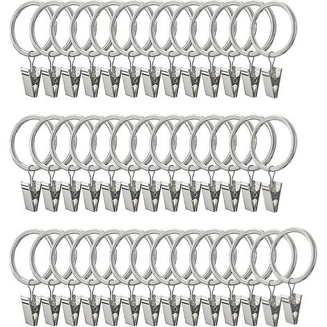 40 anneaux de crochet pour rideaux - argentés - fil de 3,5 mm x diamètre intérieur de 25 mm (1/5)