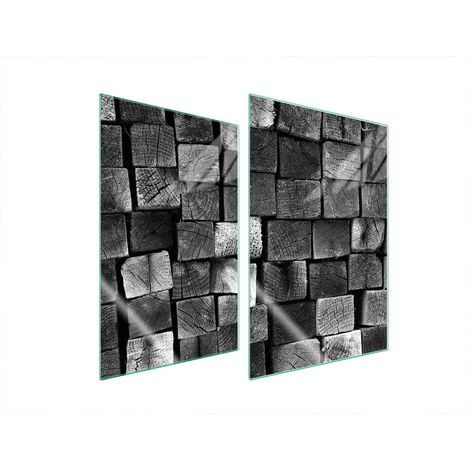 Plaque de protection en verre pour cuisine 2x35x52 bois (1/5)