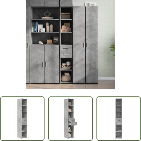 vidaXL Hochschrank - Highboard Betongrau 30x42,5x185 cm Holzwerkstoff (1/5)
