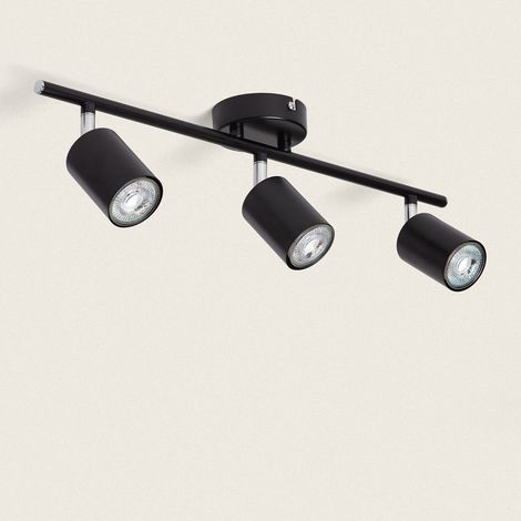 Lampada da Soffitto Orientabile Metallo 3 Faretti Albus Black Nero (1/5)
