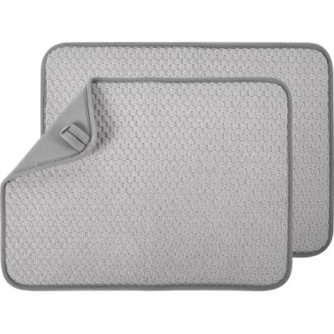 Lot de 2 tapis de séchage en microfibre très absorbants pour égouttoir à vaisselle et tasses pour comptoir de cuisine, évier de salle de bain (1/5)