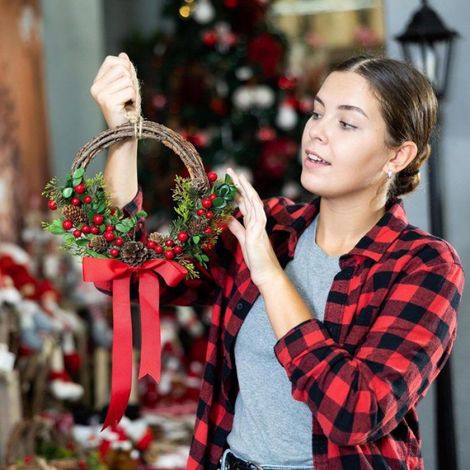 Branches de baies décoratives, rouge, décoration de Noël DIY, couronne de Noël, décoration d'intérieur, fêtes de fin d'année (1/4)