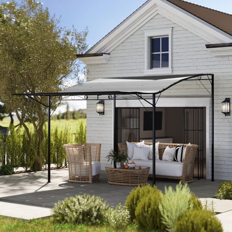 Pavillon gris foncé 3 x 2,5 m avec extension de toit pliable. Très résistant aux pluies et aux intempéries extérieures. (1/5)