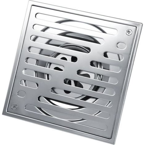 Drain de sol carré en acier inoxydable 304 anti-odeur, 15 × 15 cm, pour douche ou salle de bain, finition brossée (1/5)