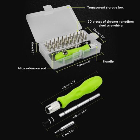 32-in-1 Schraubendreher-Set, Elektronik-Reparaturset, Mini-Magnetschraubendreher-Set für Handy, Laptop, Computer, Brille und Uhr (1/5)