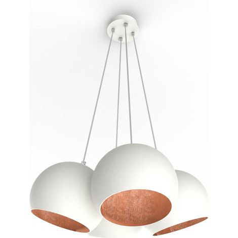 LUMICOM JOE Sospensione, 4X E27, max 42W, metallo, bianco/foglia rame, D.25cm (1/3)