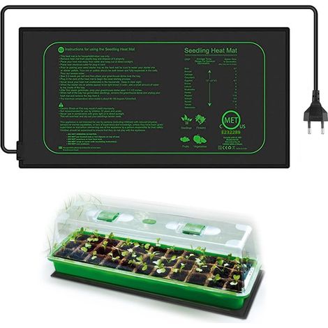Tapis Chauffant pour Semis 25x52,5cm Electronique Coussin de Chauffrage pour Semis, pour intérieur Serre Germination Hydroponique Reptile Amphibien, Coussin de Chauffage Plante Imperméable (1/5)