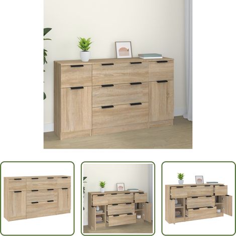 Rangement - Ensemble de buffets 3 pcs Chêne sonoma Bois d'ingénierie (1/5)