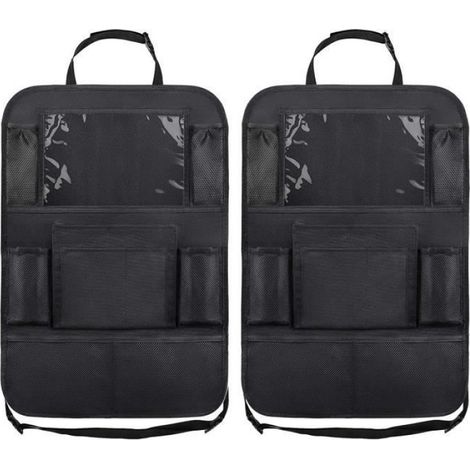 Organisateur Voiture - Protège-Siège Arrière - 10 Poches Imperméables - Compatible Tablettes Jusqu'à 10 Pouces - 2 Pièces (1/4)