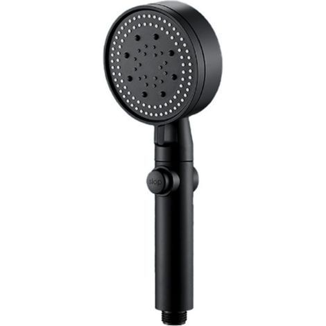 Ensemble de pommeau de douche haute pression à 5 modes avec mode brumisation et interrupteur marche/arrêt, pommeau de douche à haut débit noir pour salle de bain avec tuyau de 59 pouces et support (1/4)